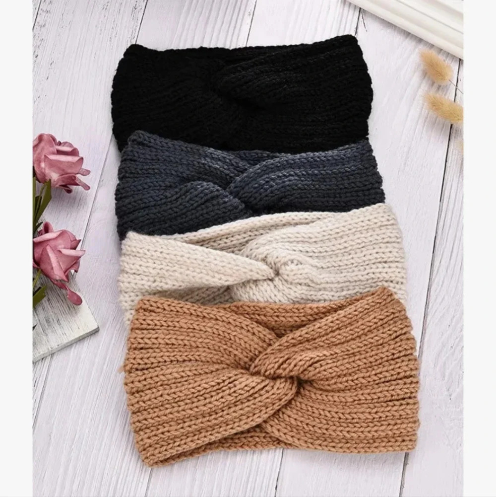 4 Pieces Chunky Knit Headbands Braided Winter Headbands Ear Warmers Crochet Head